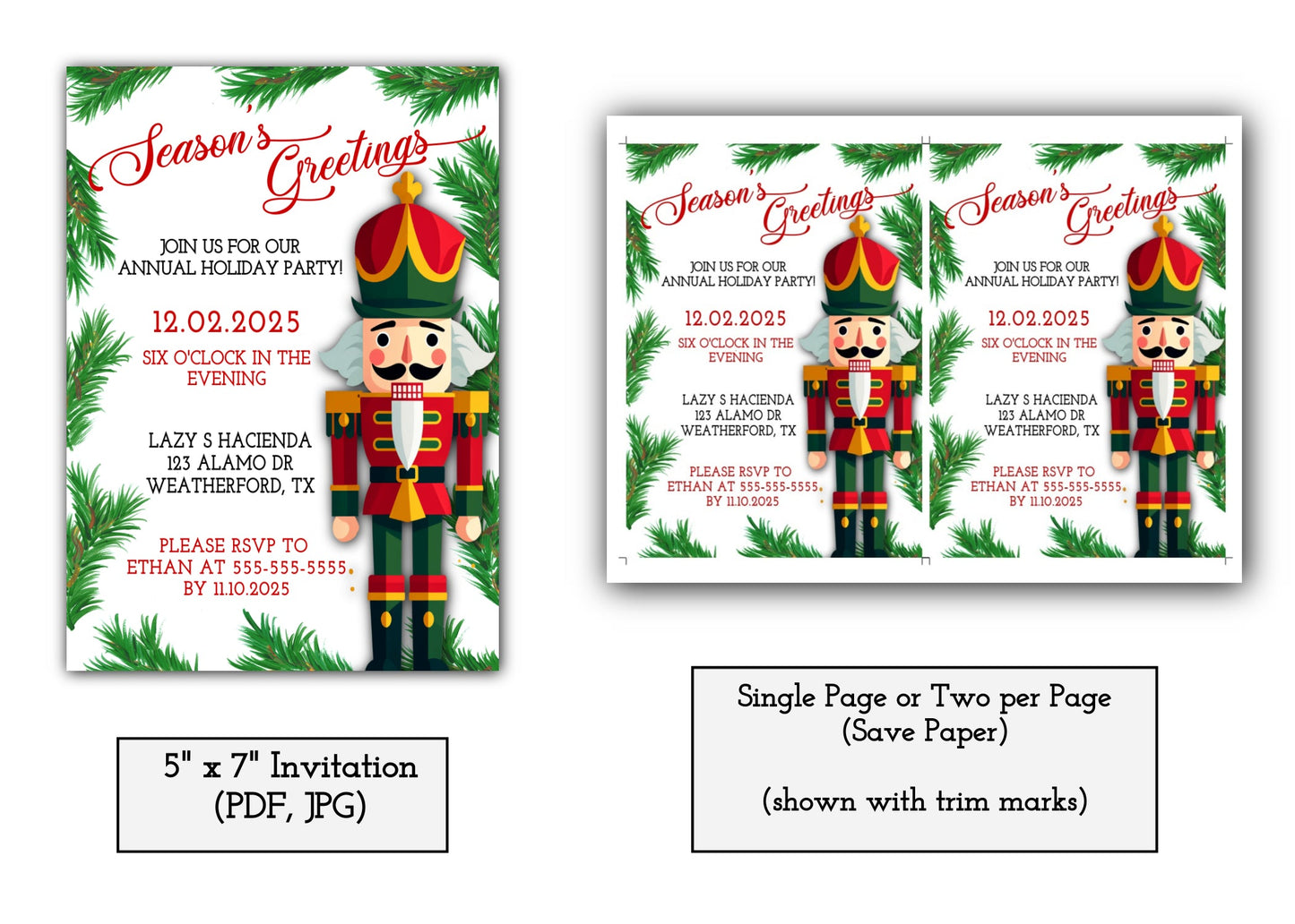 Christmas Party Invitation Template - Digital & Printable