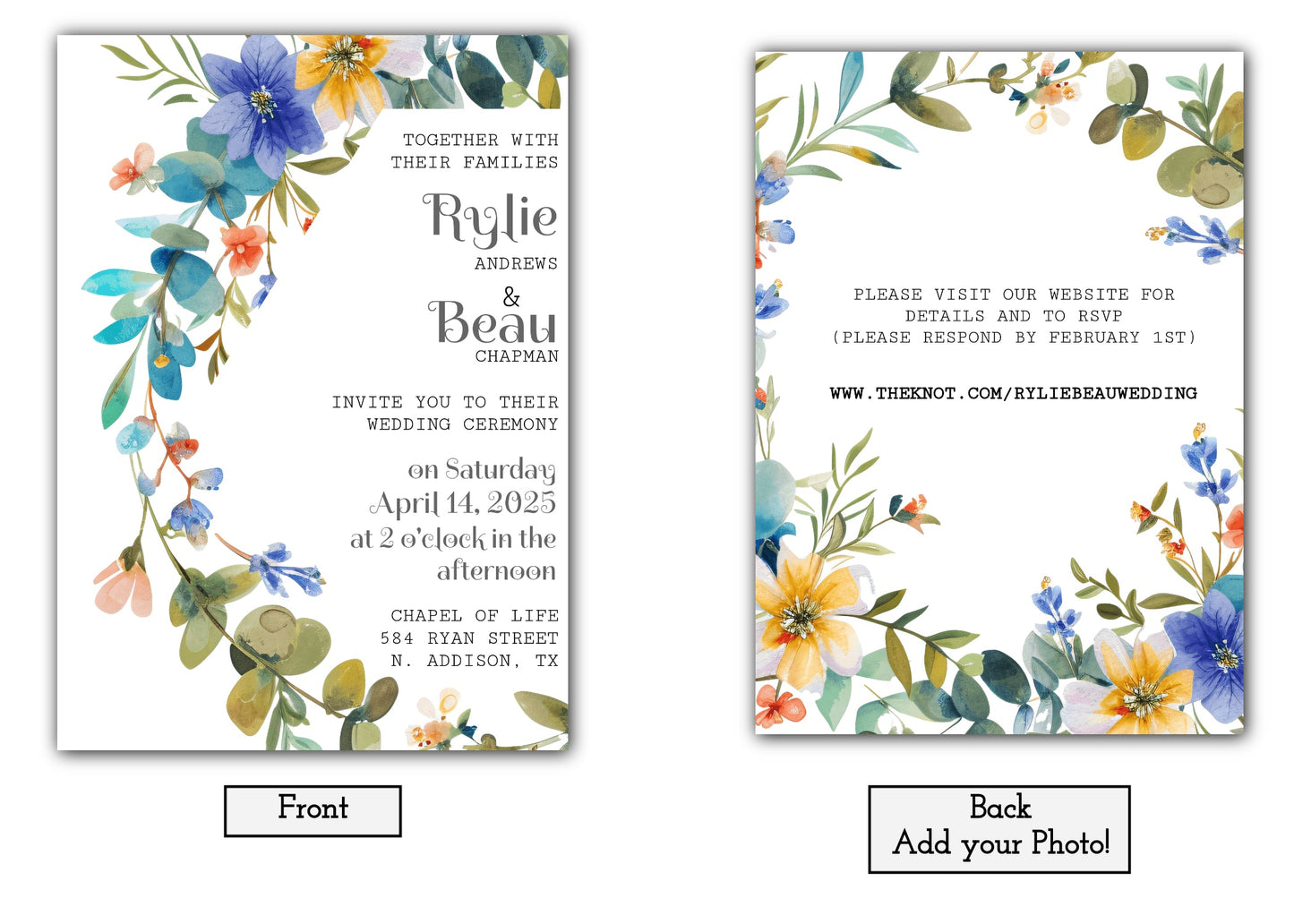 Floral Wedding Invitation Template - Printable & Digital