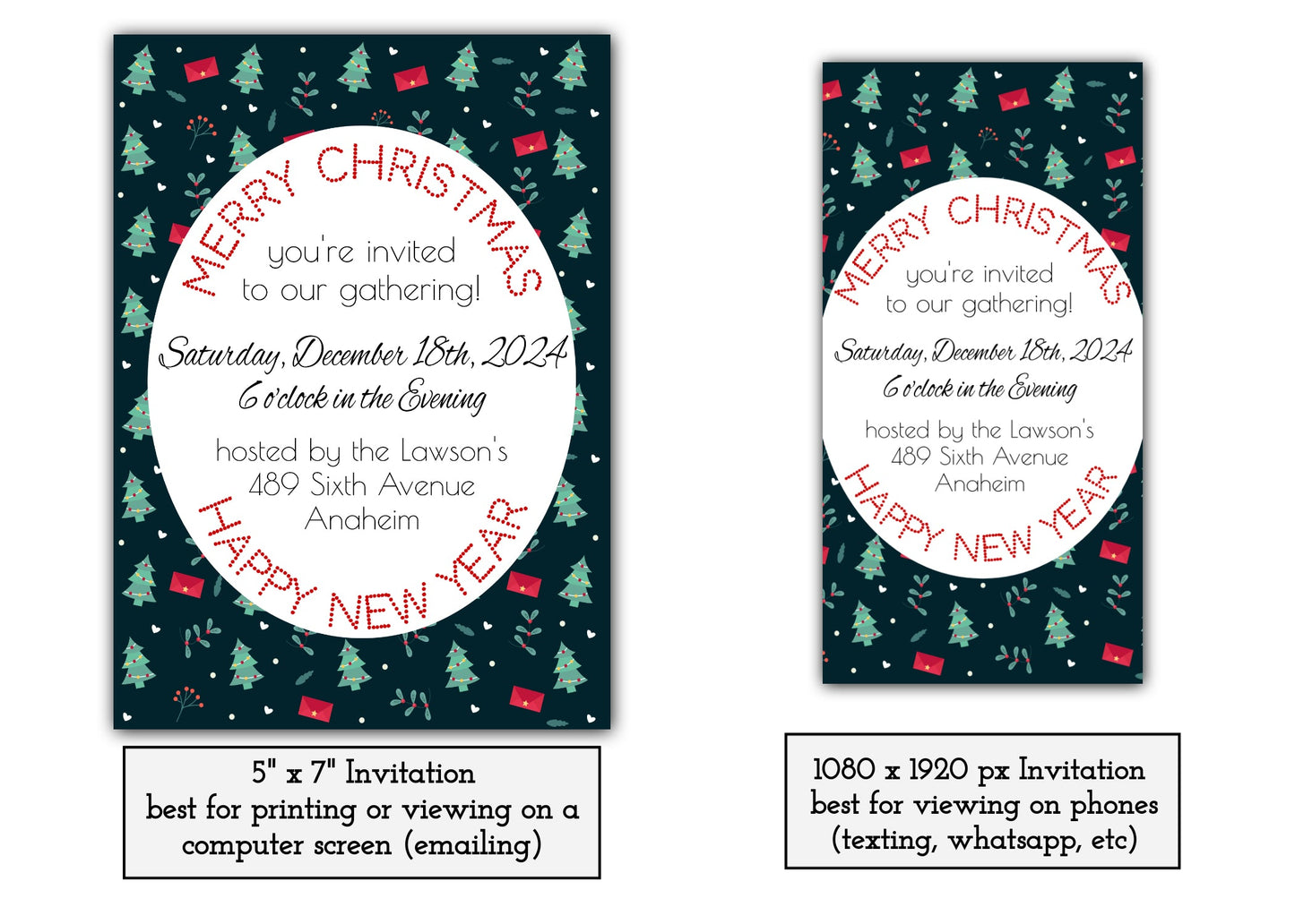 Merry Christmas Party Invitation Template - Printable & Digital