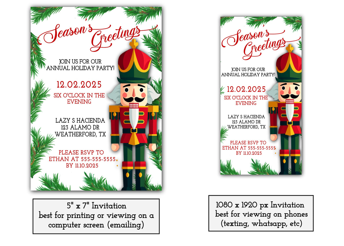 Christmas Party Invitation Template - Digital & Printable