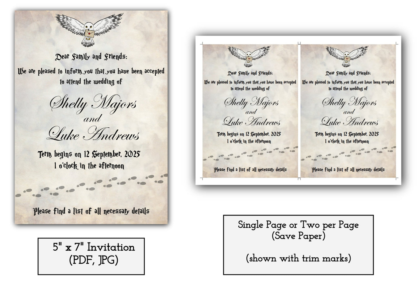 Magical Harry Potter Wedding Invitation Template - Printable & Digital