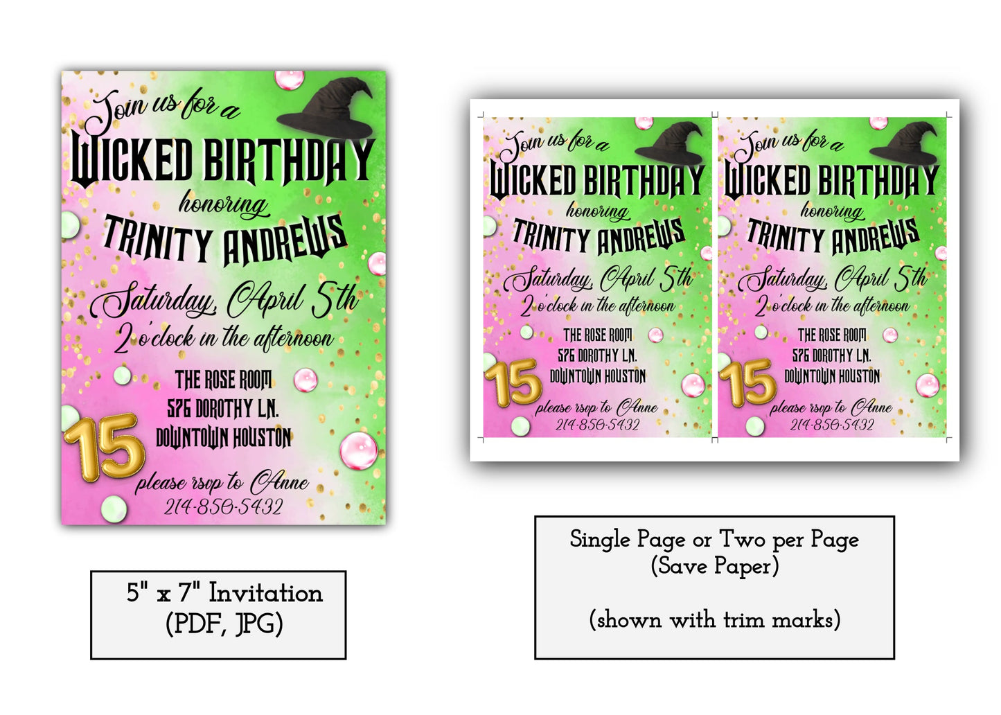 Wicked Birthday Party Invitation Template - Printable & Digital