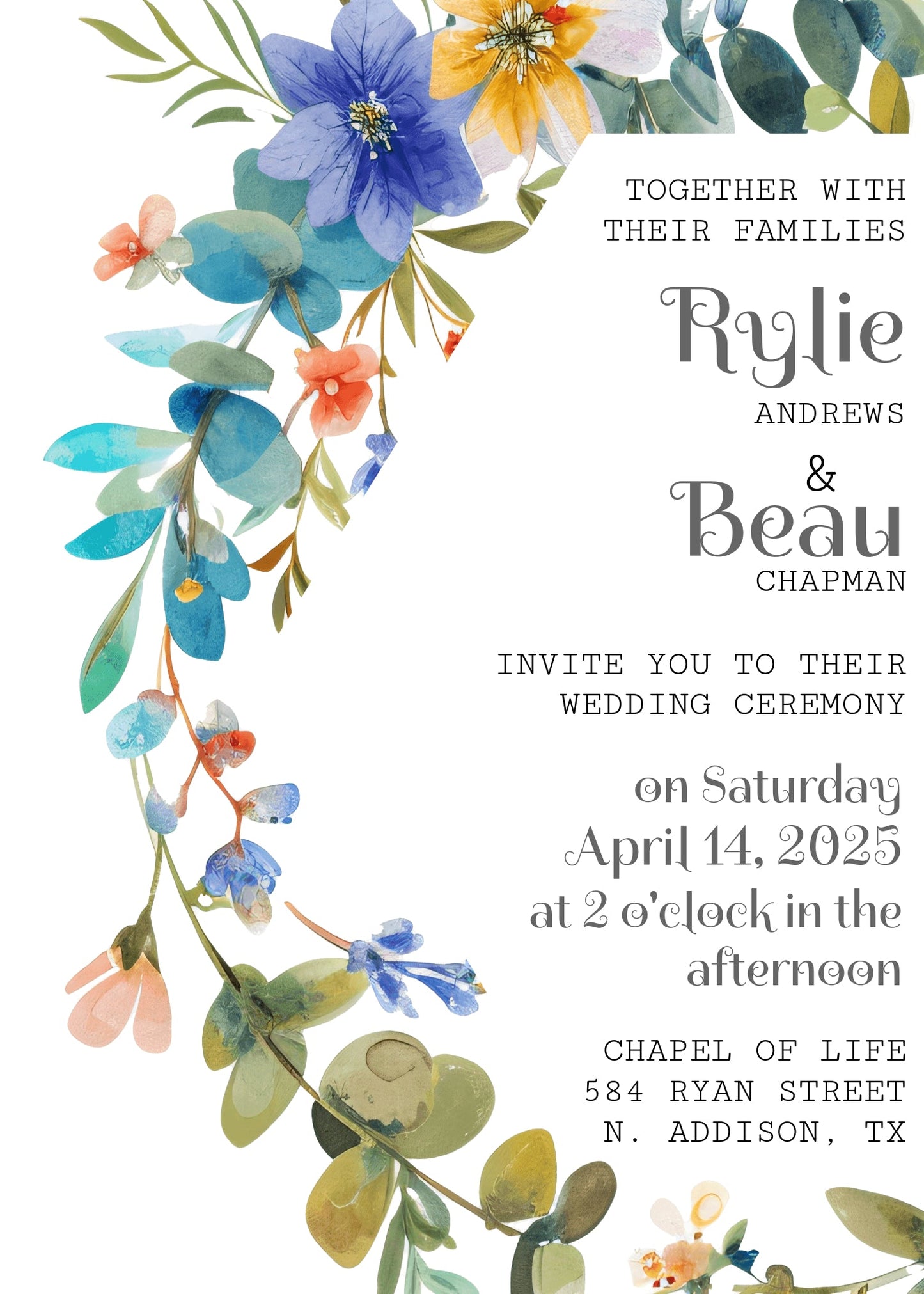 Floral Wedding Invitation Template - Printable & Digital