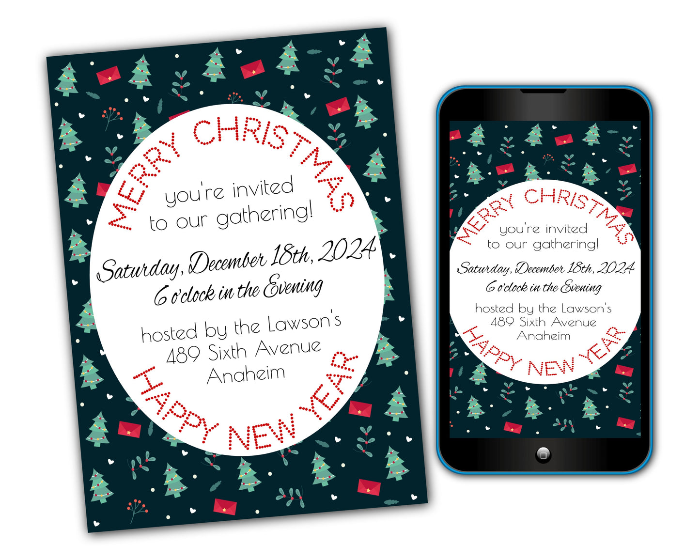 Merry Christmas Party Invitation Template - Printable & Digital