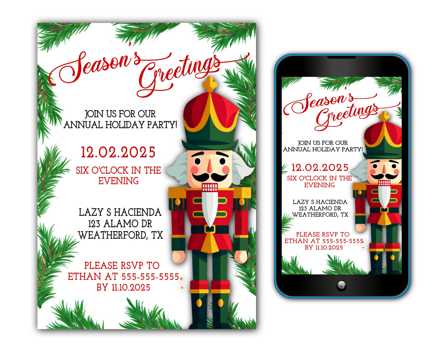 Christmas Party Invitation Template - Digital & Printable