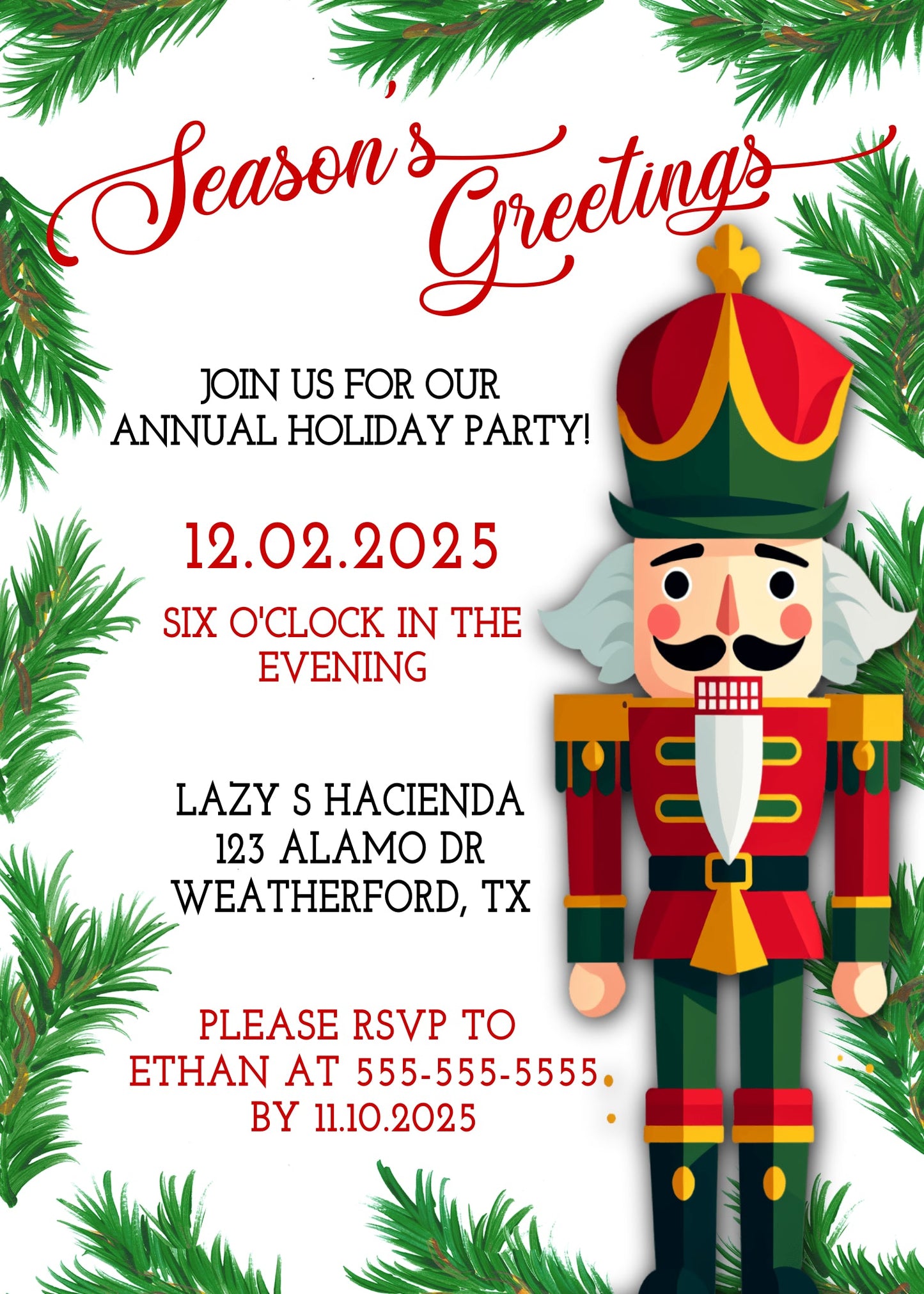 Christmas Party Invitation Template - Digital & Printable