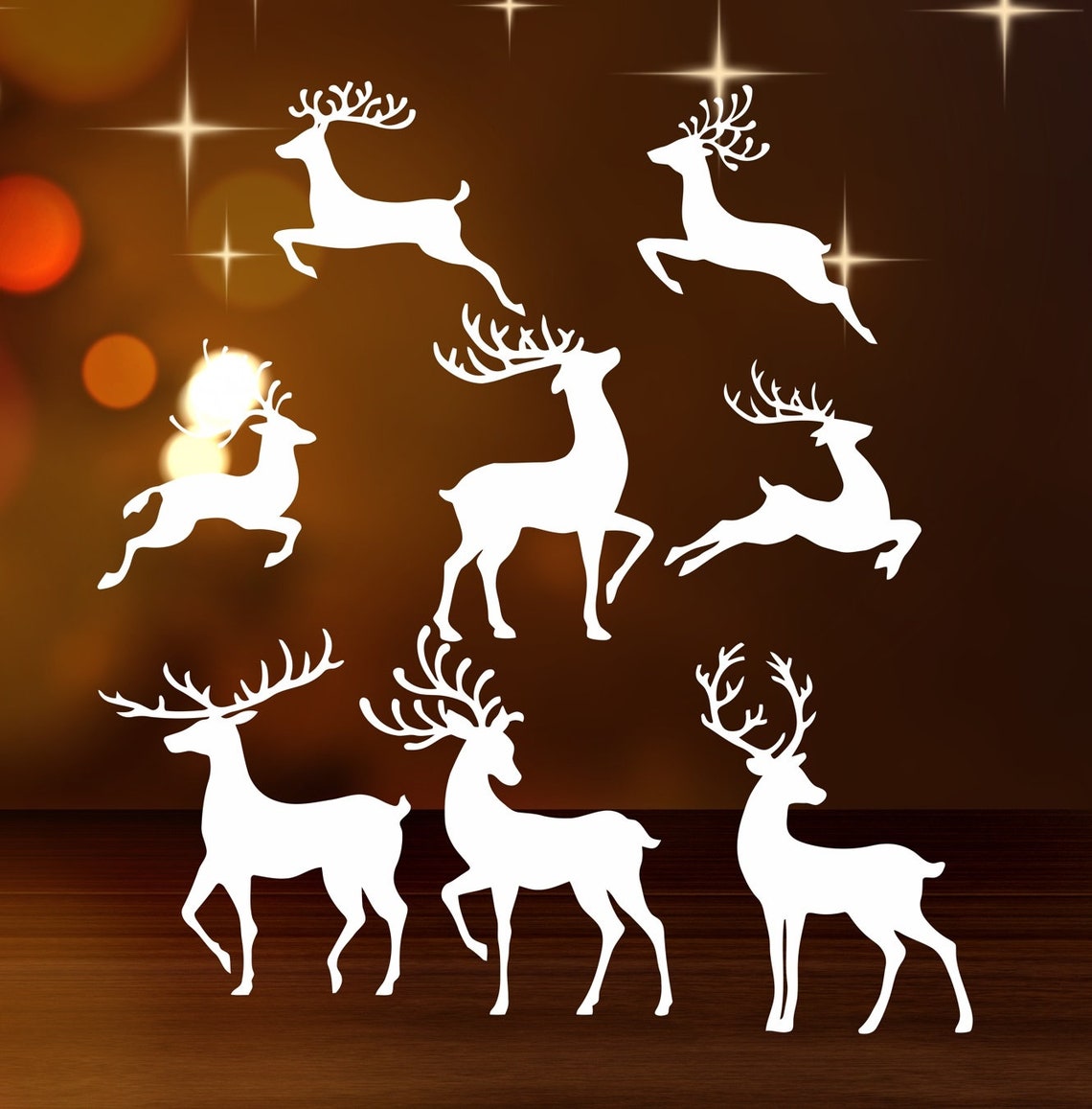 Christmas Ornament Xmas Festive Tree Deer Laser Cut Light Up Decoration CDR dxf svg PDF File