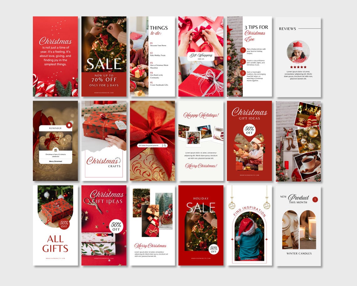 Christmas Instagram Post and Story Templates, Editable