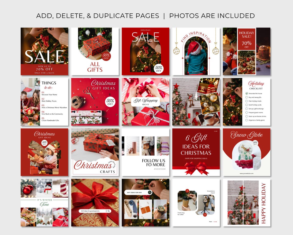 Christmas Instagram Post and Story Templates, Editable