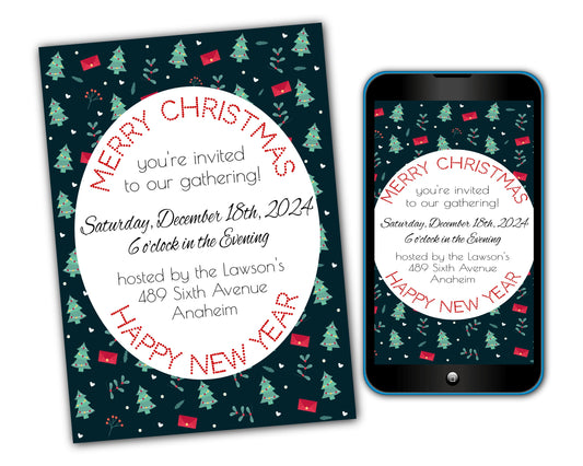 Merry Christmas Party Invitation Template - Printable & Digital