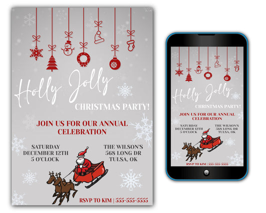 Christmas Party Invitation Template - Digital & Printable