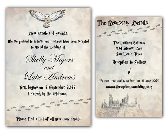 Magical Harry Potter Wedding Invitation Template - Printable & Digital
